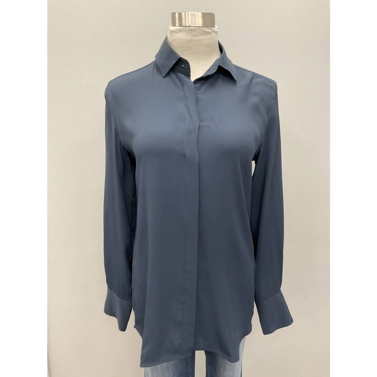 New 0039 Italy Silk/Viscose Blouse In Navy
